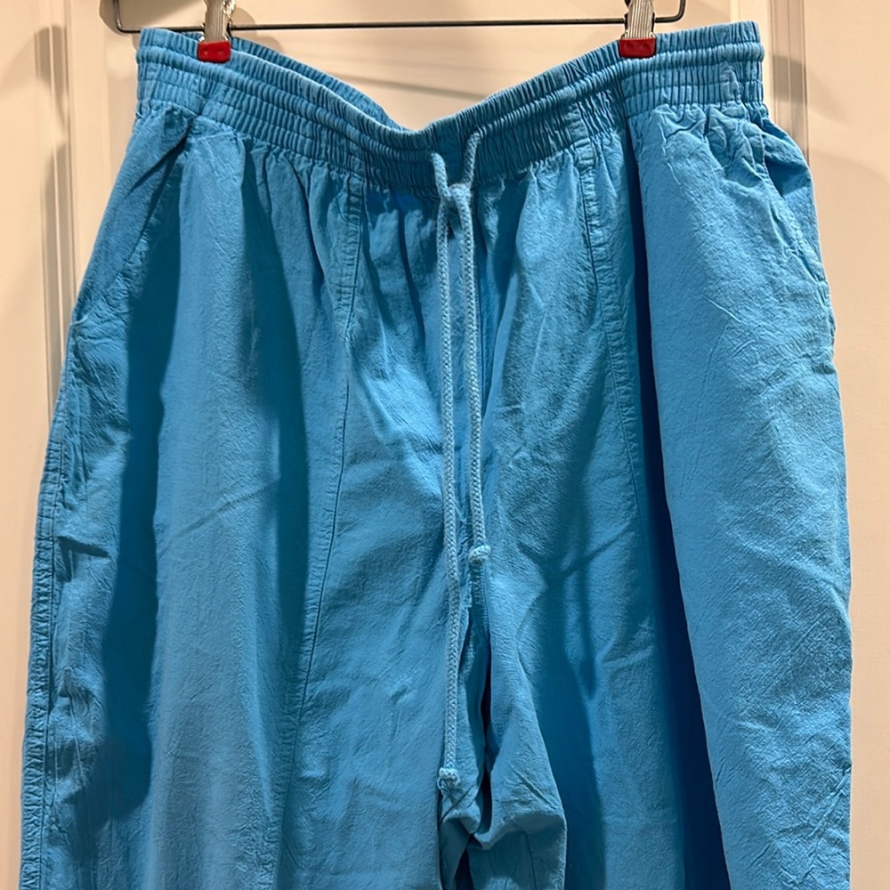 Claudia Barnes capri high rise wide leg elastic drawstring pant pockets size 3X